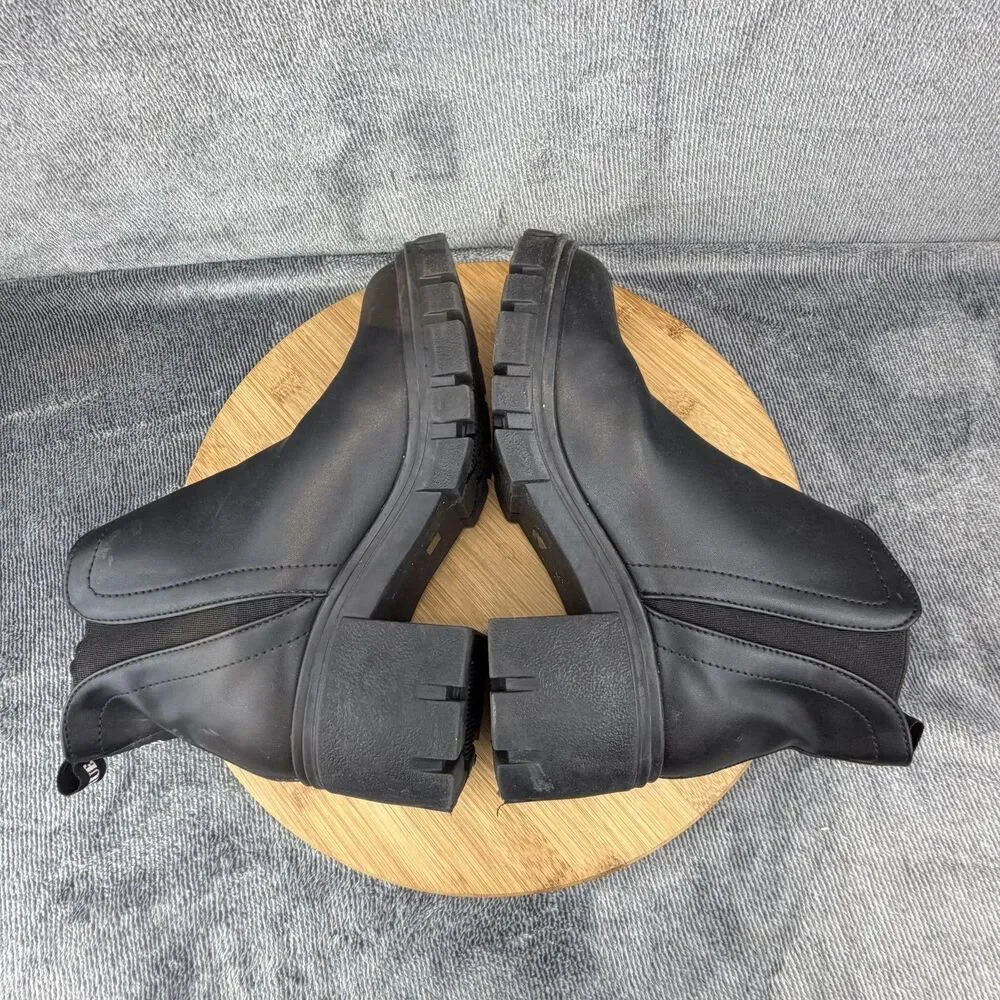 True Religion Boots Womens Size 7.5 Black Chelsea Ankle Lug Sole Block Heel - Picture 7 of 11